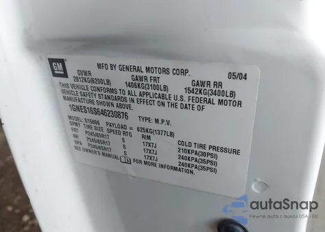 2004 Chevrolet Trailblazer Ls z USA, uszkodzony, nr VIN 1GNES16S646230876